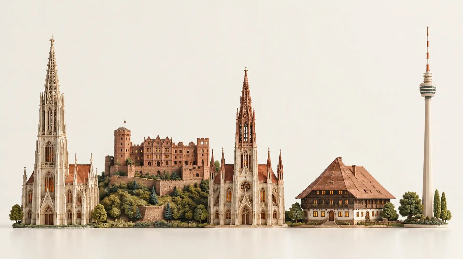 Architekturmodelle der Wahrzeichen von Baden-Württemberg