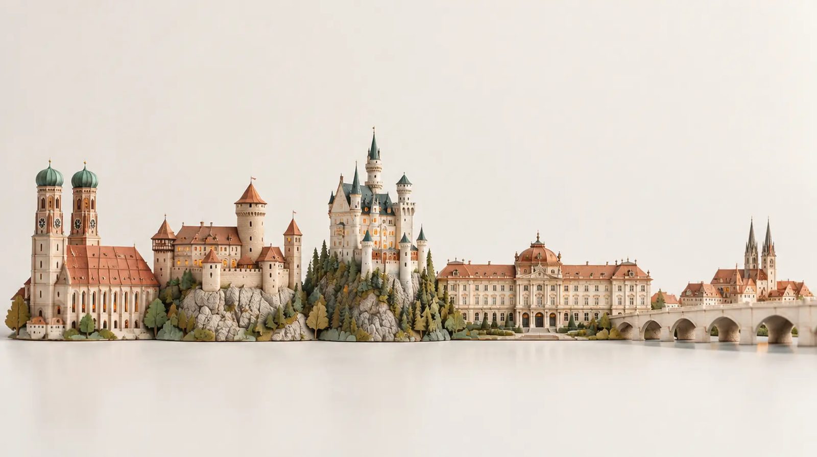 Architekturmodelle der Wahrzeichen von Bayern