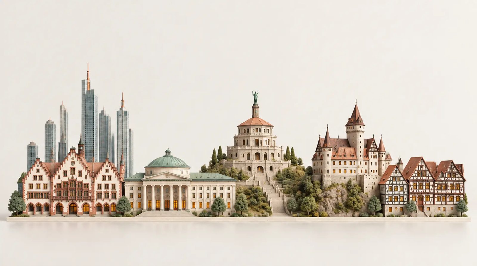 Architekturmodelle der Wahrzeichen von Hessen