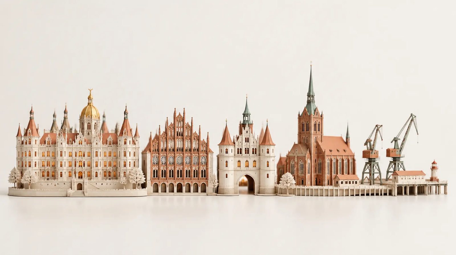 Architekturmodelle der Wahrzeichen von Mecklenburg-Vorpommern