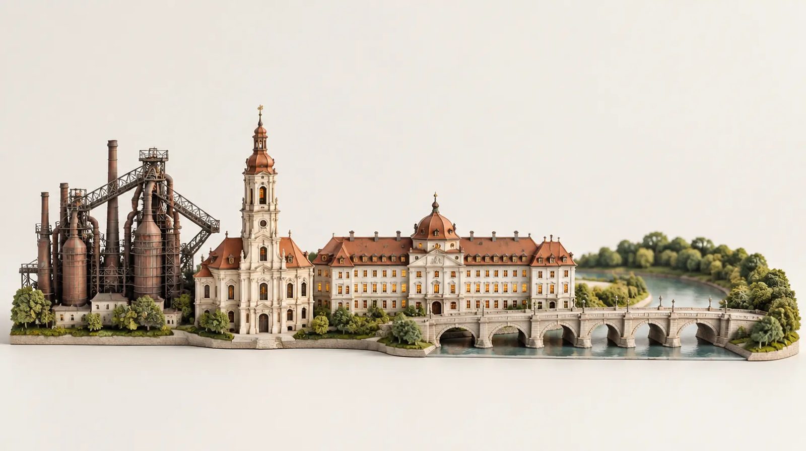 Architekturmodelle der Wahrzeichen von Saarland