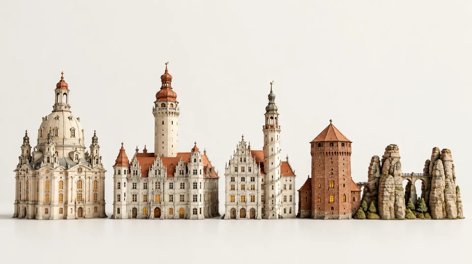 Architekturmodelle der Wahrzeichen von Sachsen
