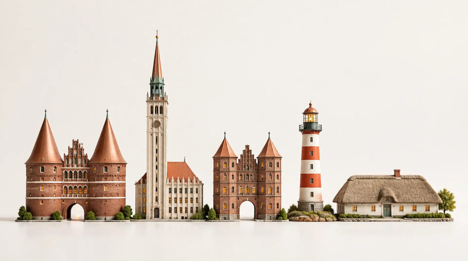 Architekturmodelle der Wahrzeichen von Schleswig-Holstein